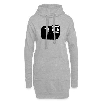 Schwarzweiße Katze Kontrastdesign - Hoodie-Kleid - Grau meliert - Vorne