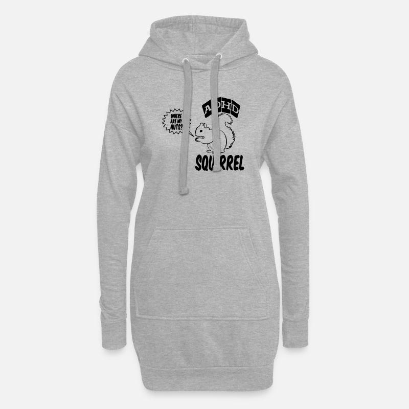 ADHD Squirrel ADHS Spruch Geschenk - Hoodie-Kleid - Grau meliert