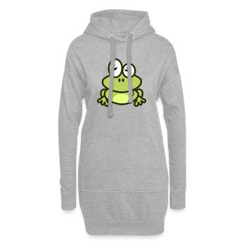 Lustiger Frosch in grün und Comic Stil - Hoodie-Kleid - Grau meliert - Vorne
