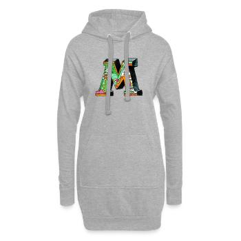 M Farbexplosion Doodle-Kunst - Hoodie-Kleid - Grau meliert - Vorne