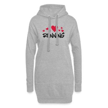 courir - Sweat-shirt à capuche long Femme - gris chiné - Devant