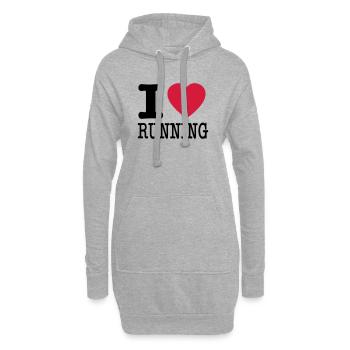 j'aime la course en cours d'exécution / J'aime - Sweat-shirt à capuche long Femme - gris chiné - Devant