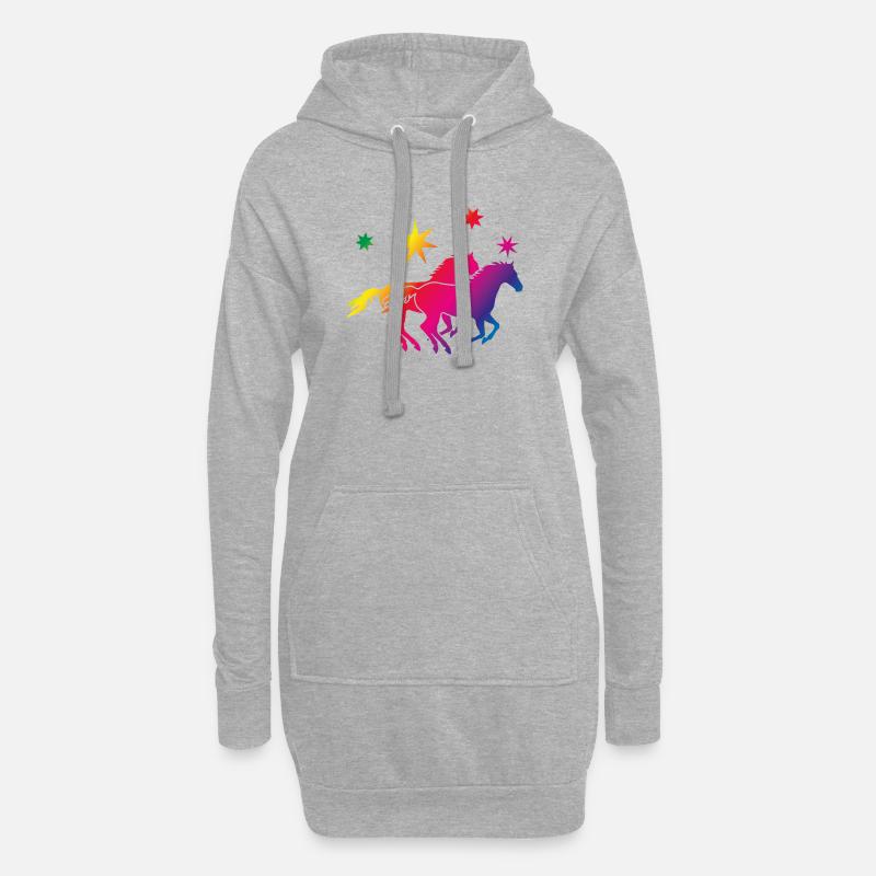 Regenbogenpferde Sternenglanz - Hoodie-Kleid - Grau meliert