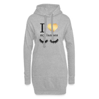 I Love my Lashes - Sweat-shirt à capuche long Femme - gris chiné - Devant