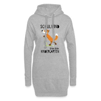 Schulkind und winke Kindergarten - Einschulung - Hoodie-Kleid - Grau meliert - Vorne