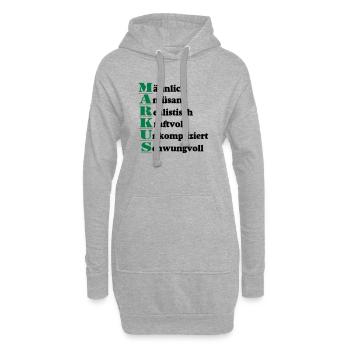 Markus , Vorname,Namensschild,Name,Fun Shirt (25) - Hoodie-Kleid - Grau meliert - Vorne