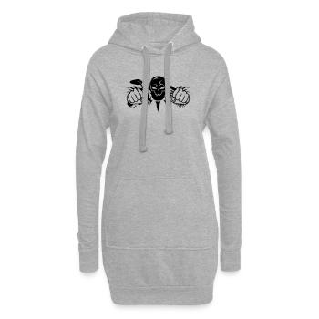 un crâne de moto - Sweat-shirt à capuche long Femme - gris chiné - Devant