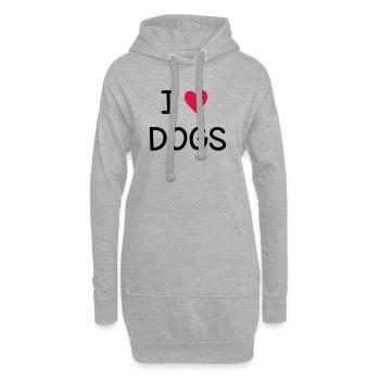 J'adore les chiens I Idée cadeau - Sweat-shirt à capuche long Femme - gris chiné - Devant