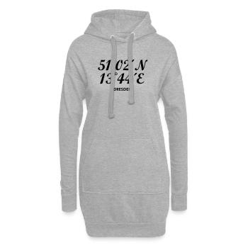 Dresden Koordinaten - Hoodie-Kleid - Grau meliert - Vorne