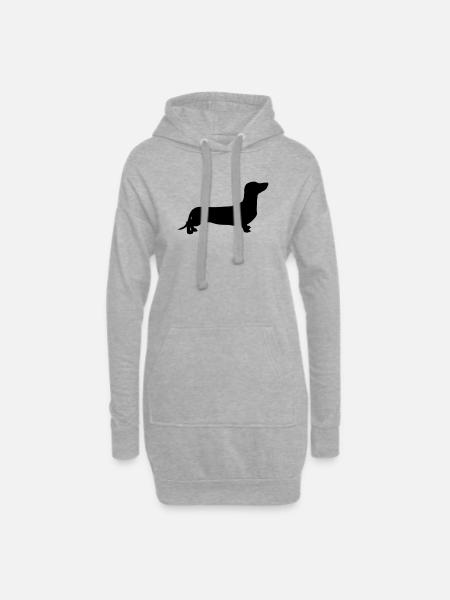 Dackel - Hoodie-Kleid - Grau meliert