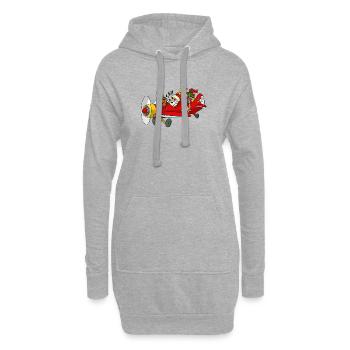 Santa im Flieger - Hoodie-Kleid - Grau meliert - Vorne