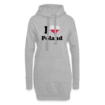I love Poland - Ich liebe Polen - Hoodie-Kleid - Grau meliert - Vorne