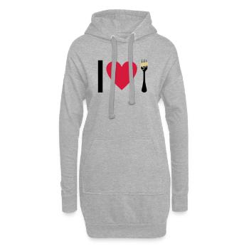 I love Pasta - Hoodie-Kleid - Grau meliert - Vorne