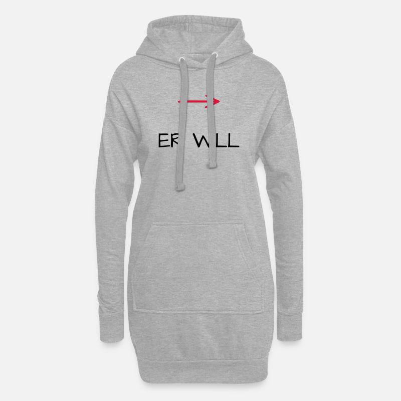 Er will Junggesellenabschied Pfeil - Hoodie-Kleid - Grau meliert