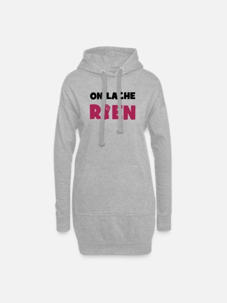 On lâche rien ! - Sweat-shirt à capuche long Femme - gris chiné