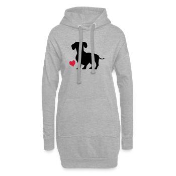 Dackel - Sweat-shirt à capuche long Femme - gris chiné - Devant