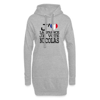 Ich liebe Frankreich Ich stimme Nicolas - Hoodie-Kleid - Grau meliert - Vorne