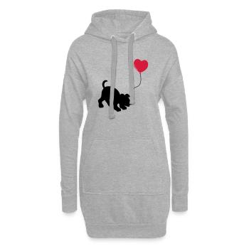 hund mit Luftballon - herz doglover - Kindermotiv - Hoodie-Kleid - Grau meliert - Vorne