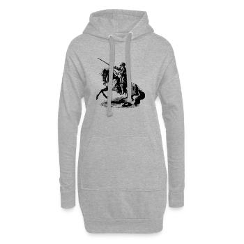 Ritter auf einem Pferd - Hoodie-Kleid - Grau meliert - Vorne