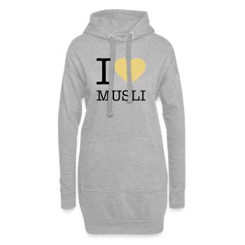 I LOVE MUSLI Müsli - Hoodie-Kleid - Grau meliert - Vorne