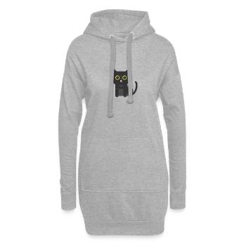Chat noir chaton chat - Sweat-shirt à capuche long Femme - gris chiné - Devant