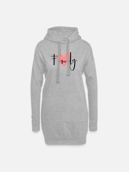 Famille coeur idée cadeau parents enfant amour - Sweat-shirt à capuche long Femme - gris chiné