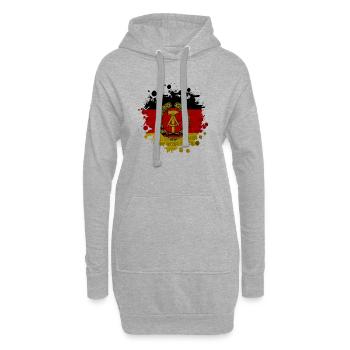 DDR taches / Cadeau drapeau Allemagne de l’Est - Sweat-shirt à capuche long Femme - gris chiné - Devant