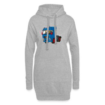 Tracteur bleu - Sweat-shirt à capuche long Femme - gris chiné - Devant