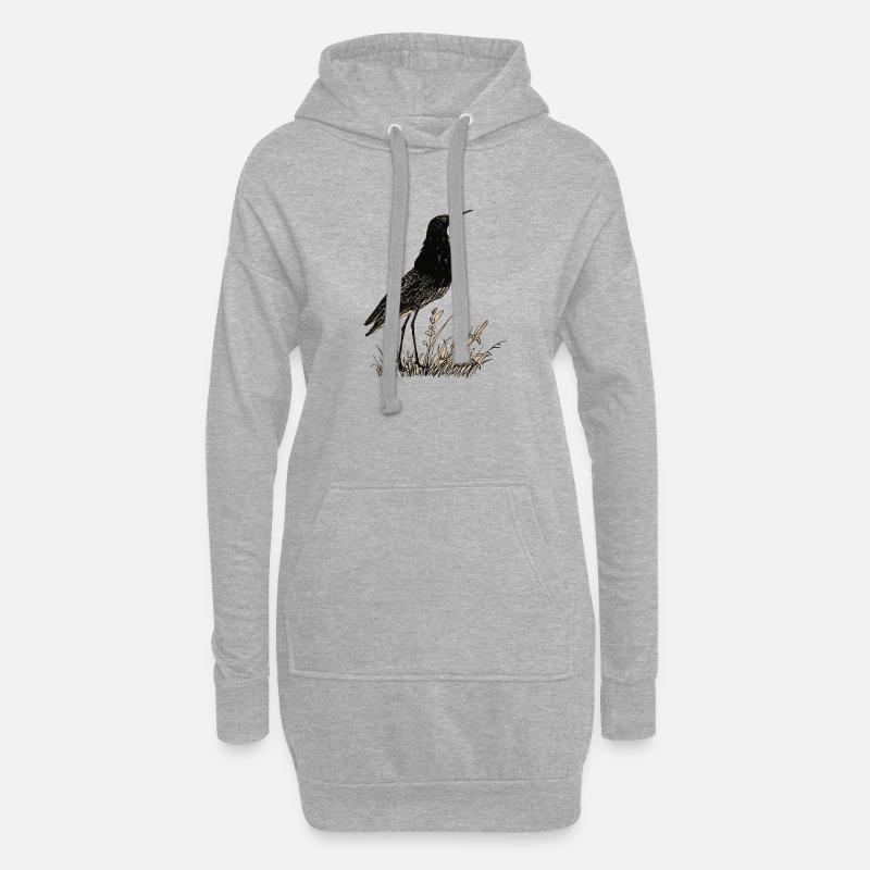 Vogel - Hoodie-Kleid - Grau meliert