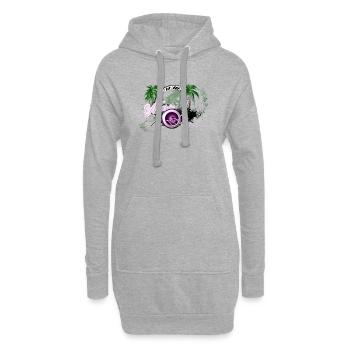 Haut-parleur de musique avec des palmiers - Sweat-shirt à capuche long Femme - gris chiné - Devant