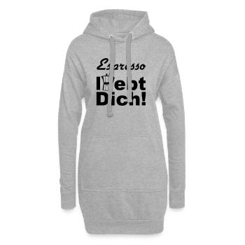 Espresso Kaffee Spruch lustig Geschenk - Hoodie-Kleid - Grau meliert - Vorne