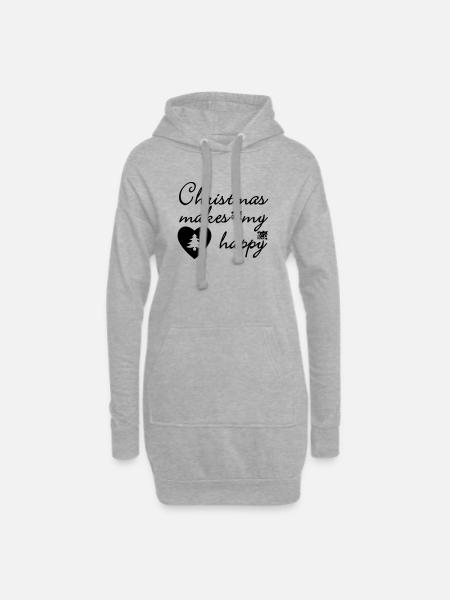 Weihnachten Christmas Spruch Geschenk - Hoodie-Kleid - Grau meliert