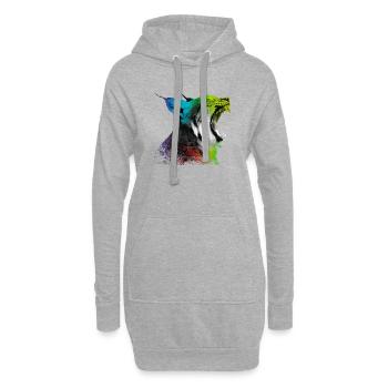 Gähnender Luchs - Hoodie-Kleid - Grau meliert - Vorne
