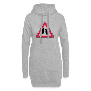 Hühnerabend Huhn Achtung freilaufende Hennen - Hoodie-Kleid - Grau meliert - Vorne