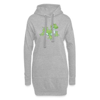 gecko vert - Sweat-shirt à capuche long Femme - gris chiné - Devant