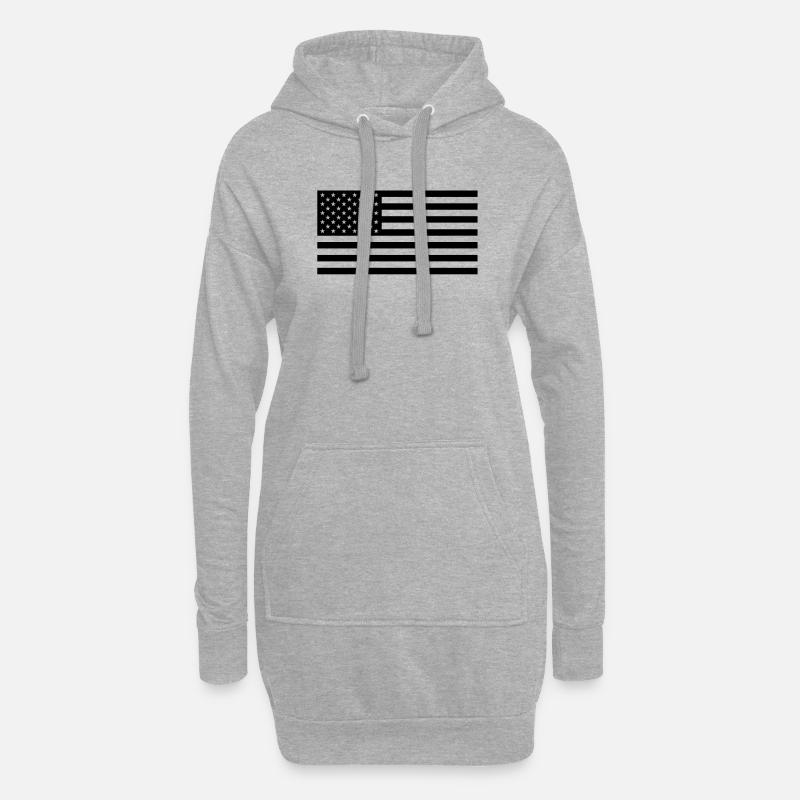 Black US flag - Hoodie-Kleid - Grau meliert