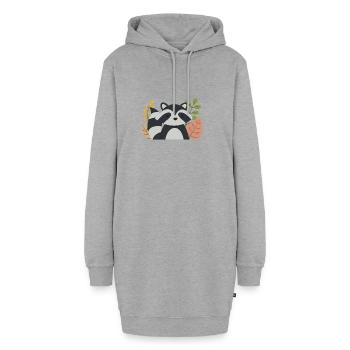 Raton laveur de Kawaii avec feuilles d’automne – Forêt mignonne - Sweat-shirt à capuche long Femme - gris chiné - Devant