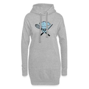 Koch Pirat oder Rebell Totenkopf - Hoodie-Kleid - Grau meliert - Vorne