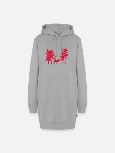 Elch Wald Tannen Sterne Weihnachten - Hoodie-Kleid - Grau meliert