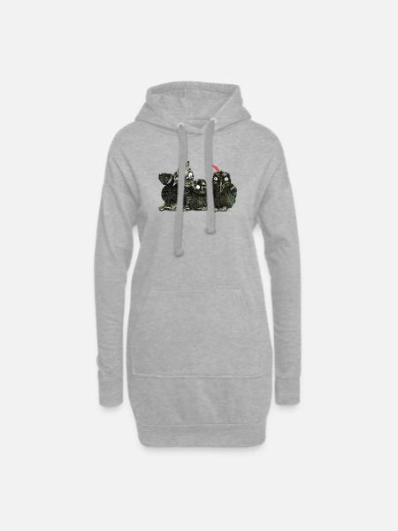 drei junge freche kraehen - Hoodie-Kleid - Grau meliert