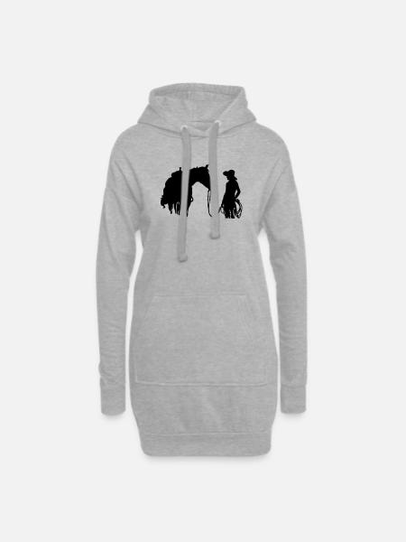 Frau mit Pferd - Hoodie-Kleid - Grau meliert