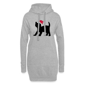 Chaton dans un chapeau de Noël. - Sweat-shirt à capuche long Femme - gris chiné - Devant