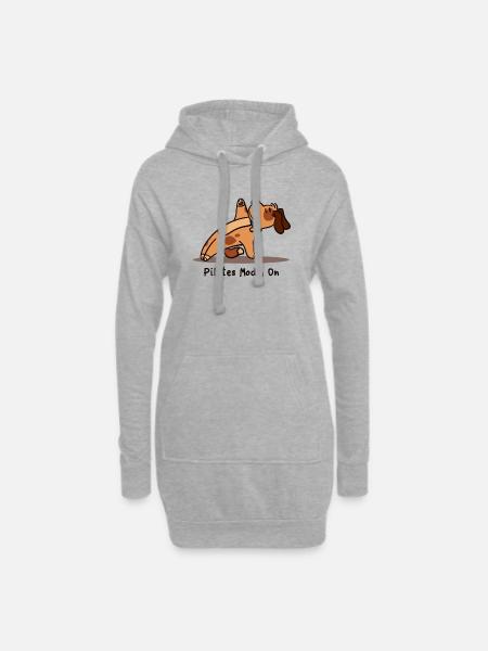 Süßer Hund Pilates Fitness Training Workout Gym - Hoodie-Kleid - Grau meliert