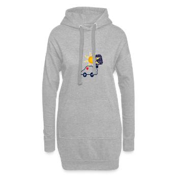 Sonnenkraft Auto mit Solarpanel - Hoodie-Kleid - Grau meliert - Vorne