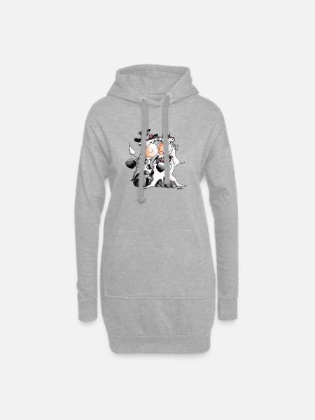 Kuh Hochzeit - Braut - Bräutigam - Hoodie-Kleid - Grau meliert