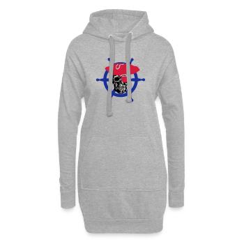 skull pirate - Sweat-shirt à capuche long Femme - gris chiné - Devant