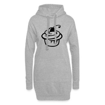 Cupcake Kirsche – Süßer Kuchen & Partyspaß - Hoodie-Kleid - Grau meliert - Vorne