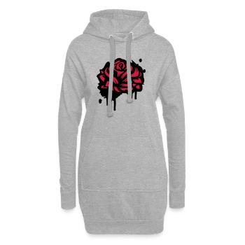 Abstrakte Rote Rose Minimalistische Floral Grafik - Hoodie-Kleid - Grau meliert - Vorne