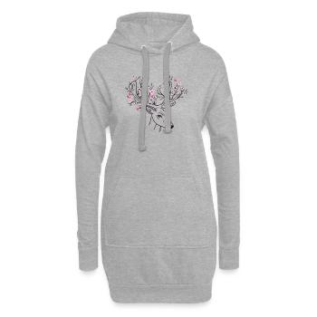 Chevreuil cerf fleur fleur floral printemps - Sweat-shirt à capuche long Femme - gris chiné - Devant