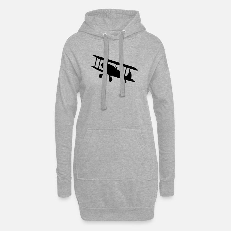 flugzeug luftfahrt doppeldecker - Hoodie-Kleid - Grau meliert